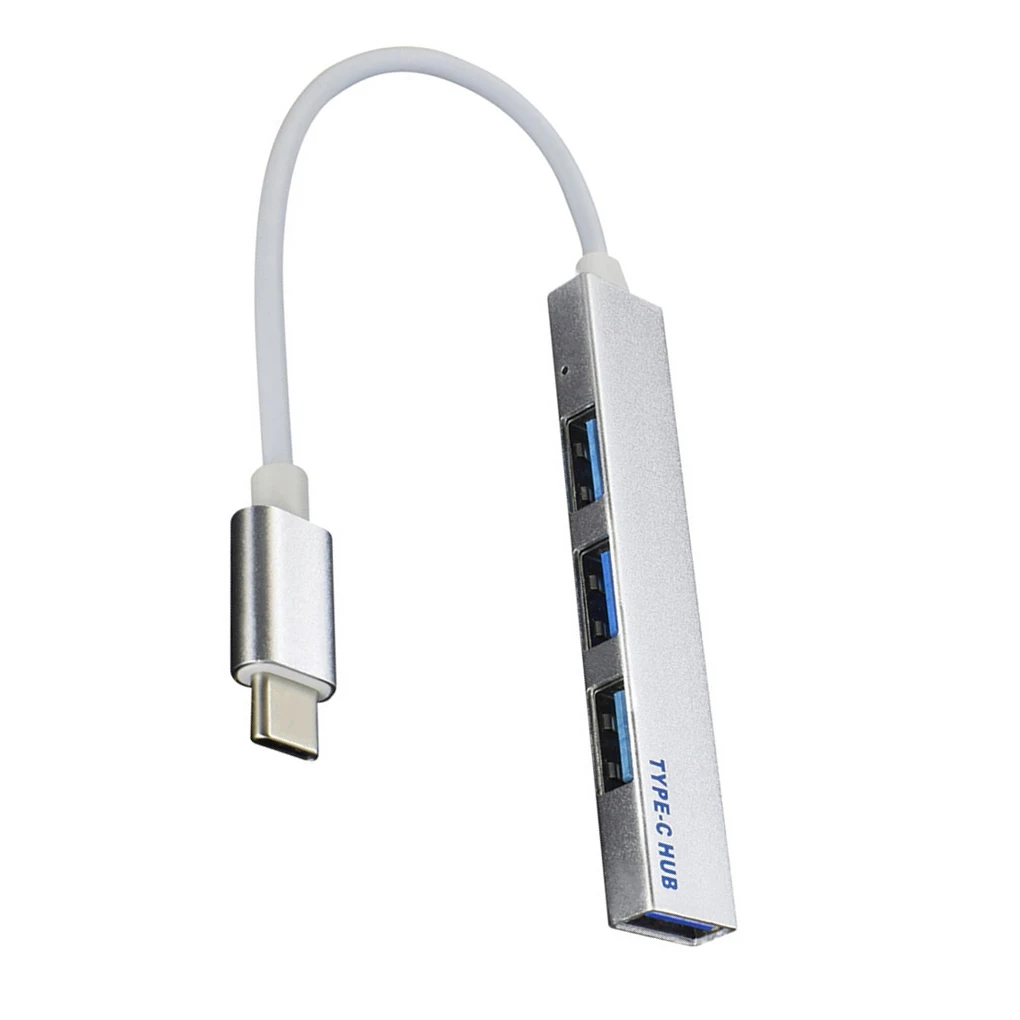 4 Port Splitter Type-C to USB 2.0 HUB Converter Adapter Cable for PC Laptop Computer Docking Station,Silver