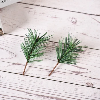 

10PC Christmas Pine Branch Artificial Fake Plant Artificial Flower Branch Decorations For Home DIY Bouquet Gift Box Accessories