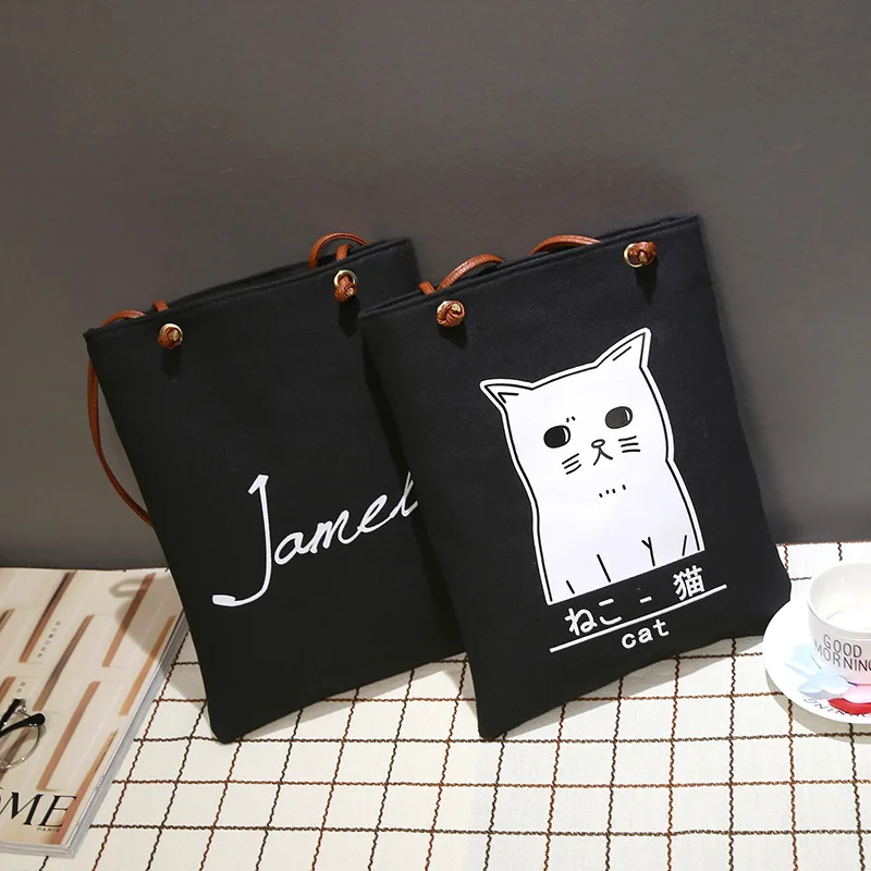 

2019 Korean-style Simple Women's Canvas Bag MEN'S AND WOMEN'S One-Shoulder Handbag Student Uniform School Bag Environmentally Fr