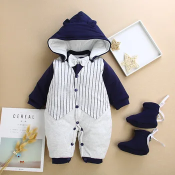 

2019 New Baby kids Snow Wear rompers + shoes Overalls Winter Boy Girl Garment Thicken Warm Pure Cotton Outerwear coat jacket