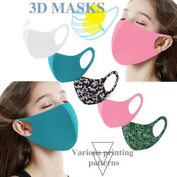 

Ice Silk Flower Print Fashion Mouth Masks For Women Men 3d Face Cover Dustproof Fog Masks Reusable Face Cover Mascarillas Lot