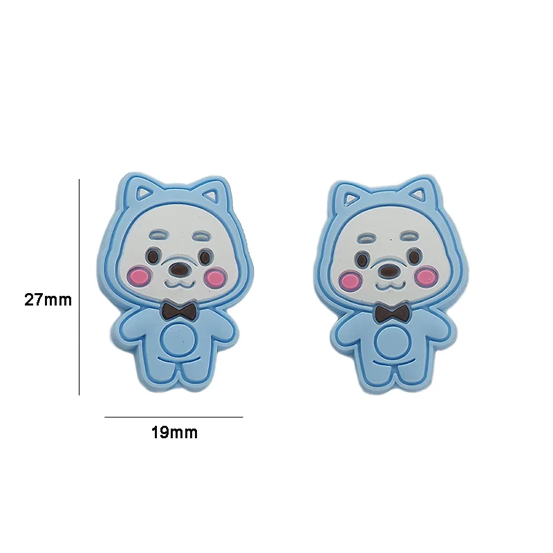 Chenkai 10PCS Silicone Bear Beads Teether Food Baby Cute Cartoon Bead Food Grade Nursing Necklace Pacifier Pendant Accessories