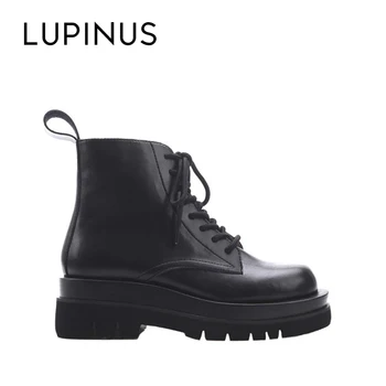 

Lupinus Fashion Black Basic Style Ankle Boots For Women 2020 New Chic Platform Autumn/Winter Women Leather Booties Botas Mujer