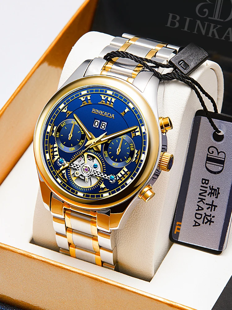 

Authentic Binkada Watch Men's And Women's Transparent Full-automatic Mechanical Men's And Women's Watch Hollow Flywheel Waterpro