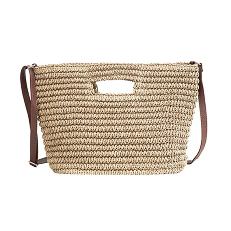 

BEAU-Women Summer Weave Straw Beach Shoulder Bucket Handbags Tote