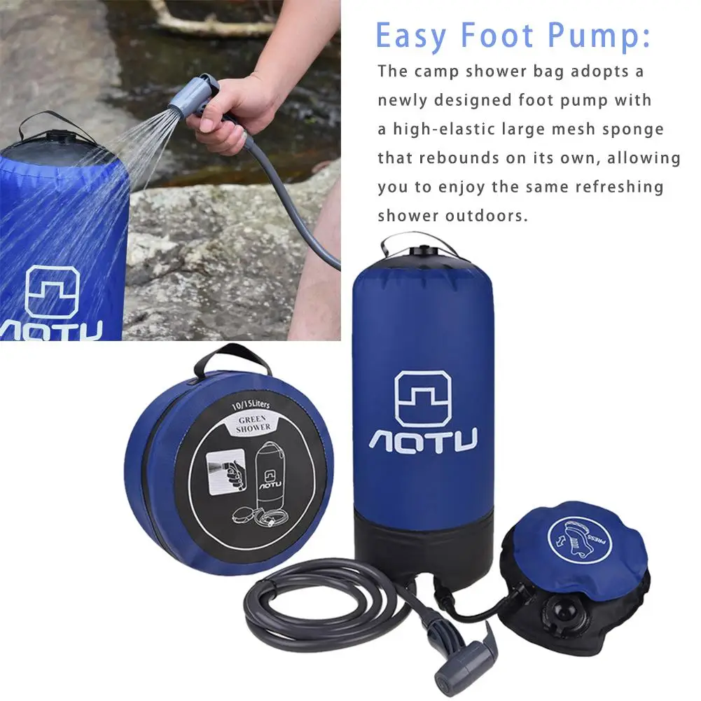 11L Outdoor Inflatable Shower Pressure Shower Water Bag Portable Camp Shower Lightweight Travel PVC Water Storage Outdoor Shower