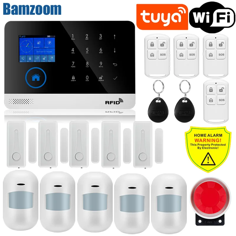 Tuya Wifi GSM Alarm System Wireless Detectors Alarm Smart Home APP Control English/Russian/Spanish/France/Italian ring alarm hub plus keypad Alarms & Sensors