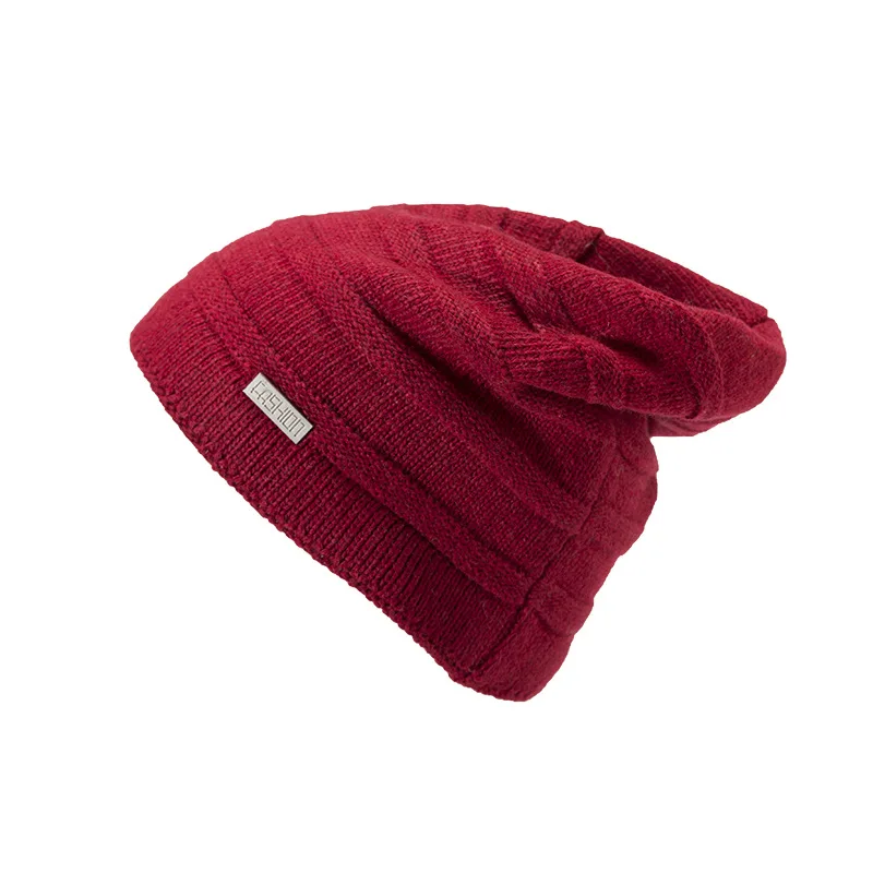 Sparsil мужские и женские зимние теплые шапки модные бархатные вязаные шерстяные буквы Марка плиссированная Кепка с защитными наушниками ветрозащитные мягкие шапочки - Цвет: 1 Red