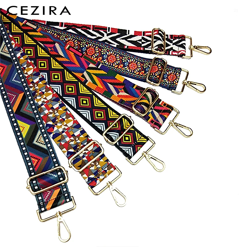 CEZIRA Сумочка, длинный ремень, модный Регулируемый широкий нейлоновый ремень, цветная полоса, цветок, Геометрическая ручка, женская сумка, аксессуары