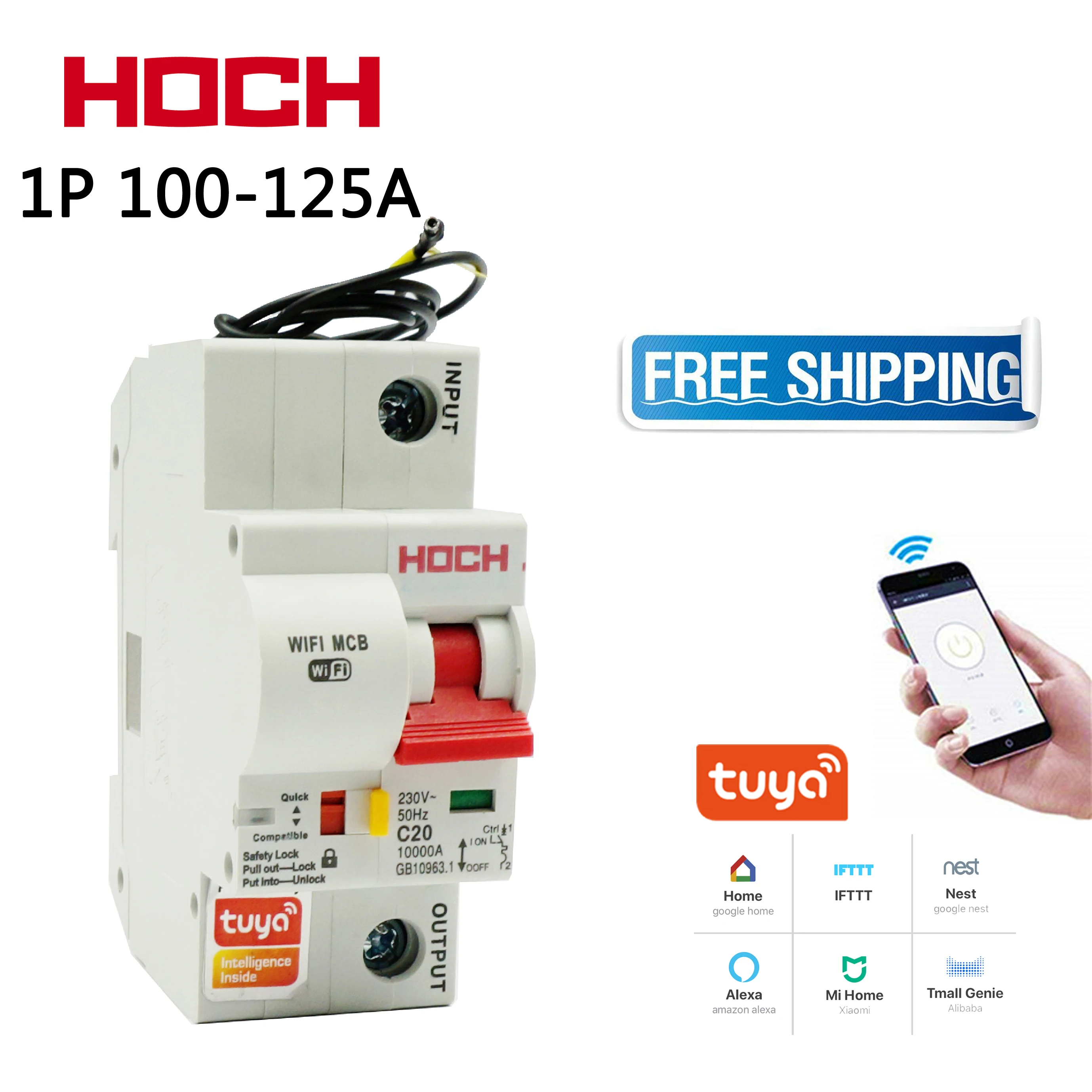 HOCH ZJSB9-80Z Tuya wifi автоматический выключатель Умный таймер жизни с дистанционным управлением 1P автоматический беспроводной переключатель Заводская