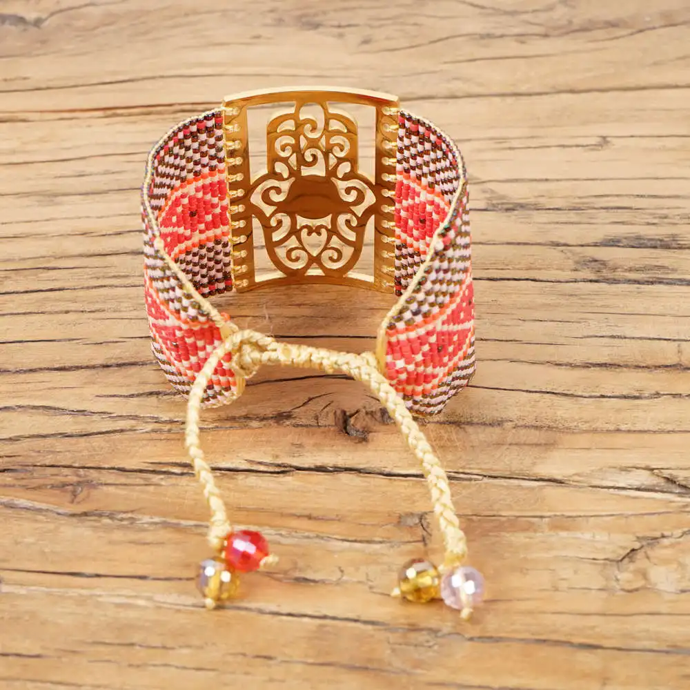 Go2boho MIYUKI, браслет от сглаза, ювелирные изделия для женщин, браслеты, Mujer,, богемные, летние, Хамса, ручная работа, браслеты на запястье, тканые, ручной работы