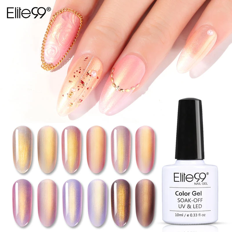 Elite99 10ml Rose Gold Mermaid Gel Nail Polish Shiny Glitter Matte Effect  Soak Off UV LED Lamp Top Base Coat Nail Art Manicure|Nail Gel| - AliExpress