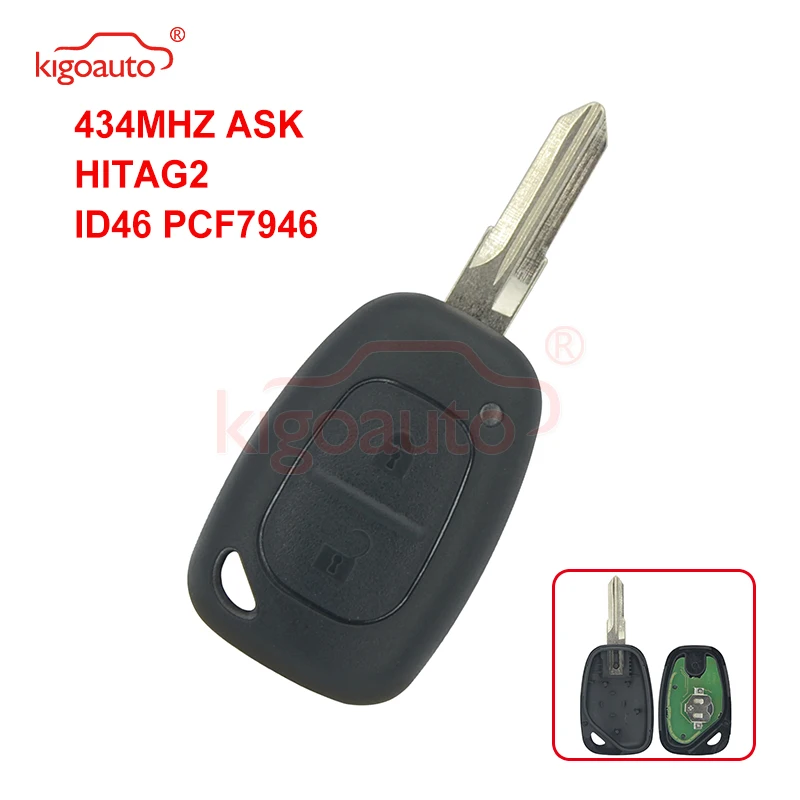 

Kigoauto 8200008231 remote key 2 button 433Mhz VAC102 ID46-PCF7946 for Renault Kangoo 2005 2006 2007 2008
