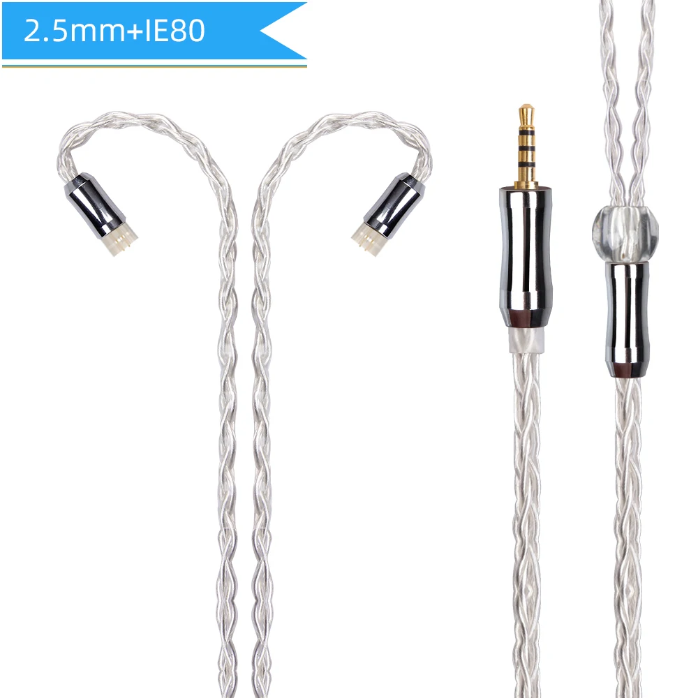 2.5mm IE80 White FDBRO 8 ядро 6N монокристаллической Медь посеребренный кабель 2,5/3,5/4,4 мм балансный кабель с A2DC IE80 IM для IM50 IM70 IE80s A5 - Цвет: 2.5mm IE80 White