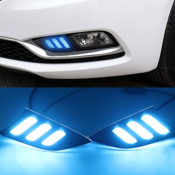 

Car Flashing 1 Set for Kia K3 2013 2014 2015 2016 led drl daytime running light with yellow turn signal and blue night running
