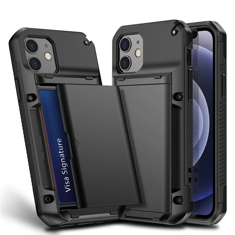 

Heavy Duty Shockproof Card Slots Case iPhone 11 12 13 Pro Max x xr xs max 6s 8 7 Plus SE Wallet Credit Pocket Business Phone Bag