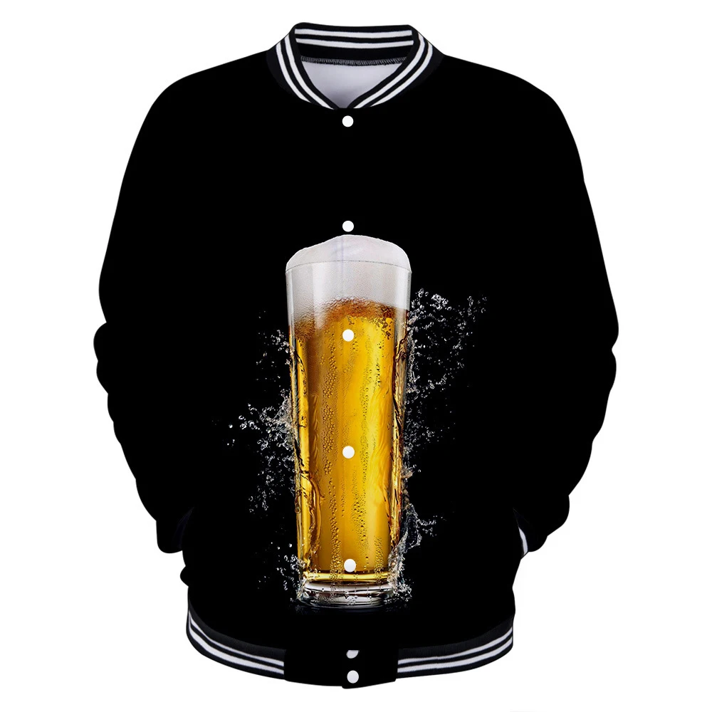 

Mens Fashion Beer Festival Casual Coats Males 3D Printing Creative Baseball Coats Casual Slim Fit Sports Jacket 2019 New