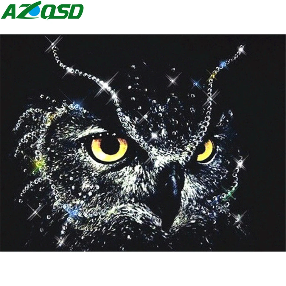 AZQSD 5d Diamond Painting Owl Needlework Cross Stitch Embroidery Animal Handmade Diy Rhinestones Gift Home Decor | Дом и сад