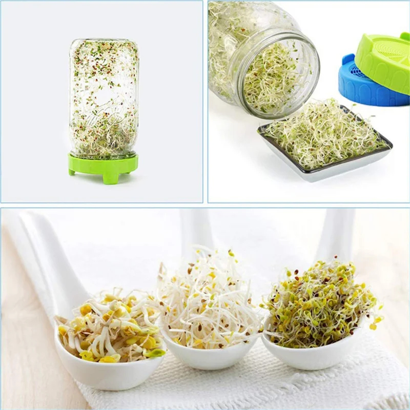 Seed Sprouter прорастание крышка комплект Sprouting банка с завинчивающейся крышкой с сито из нержавеющей стали крышки плиты выращивания Germinator поднос для рассады
