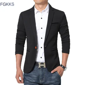 FGKKS New Arrival Luxury Men Blazer New Autumn Fashion Brand Slim Fit Men Suit Terno Masculino Blazers Male 1
