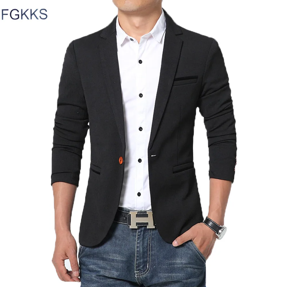 Comprar FGKKS nueva llegada chaqueta de lujo para hombre nueva marca de Moda de Primavera traje delgado para hombre Terno Masculino Blazers para hombre