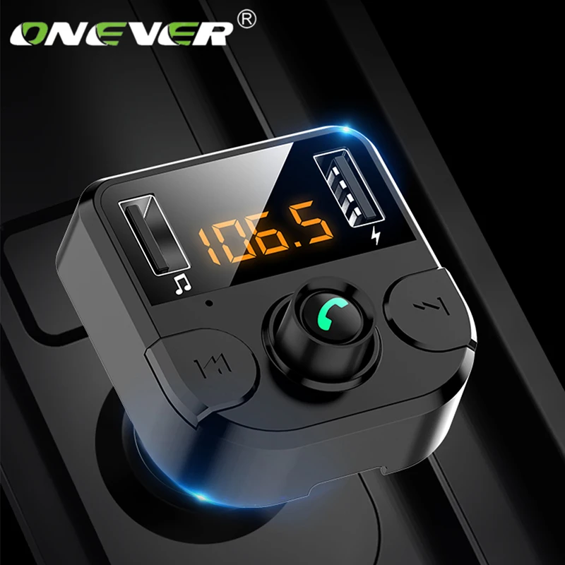 Black Автомобильный fm-передатчик Onever с ЖК-дисплеем и MP3 плеером, беспроводной Bluetooth приемный автомобильный комплект 3.1A, Быстрый USB, USB, зарядное устройство, fm-модулятор - Название цвета: Black