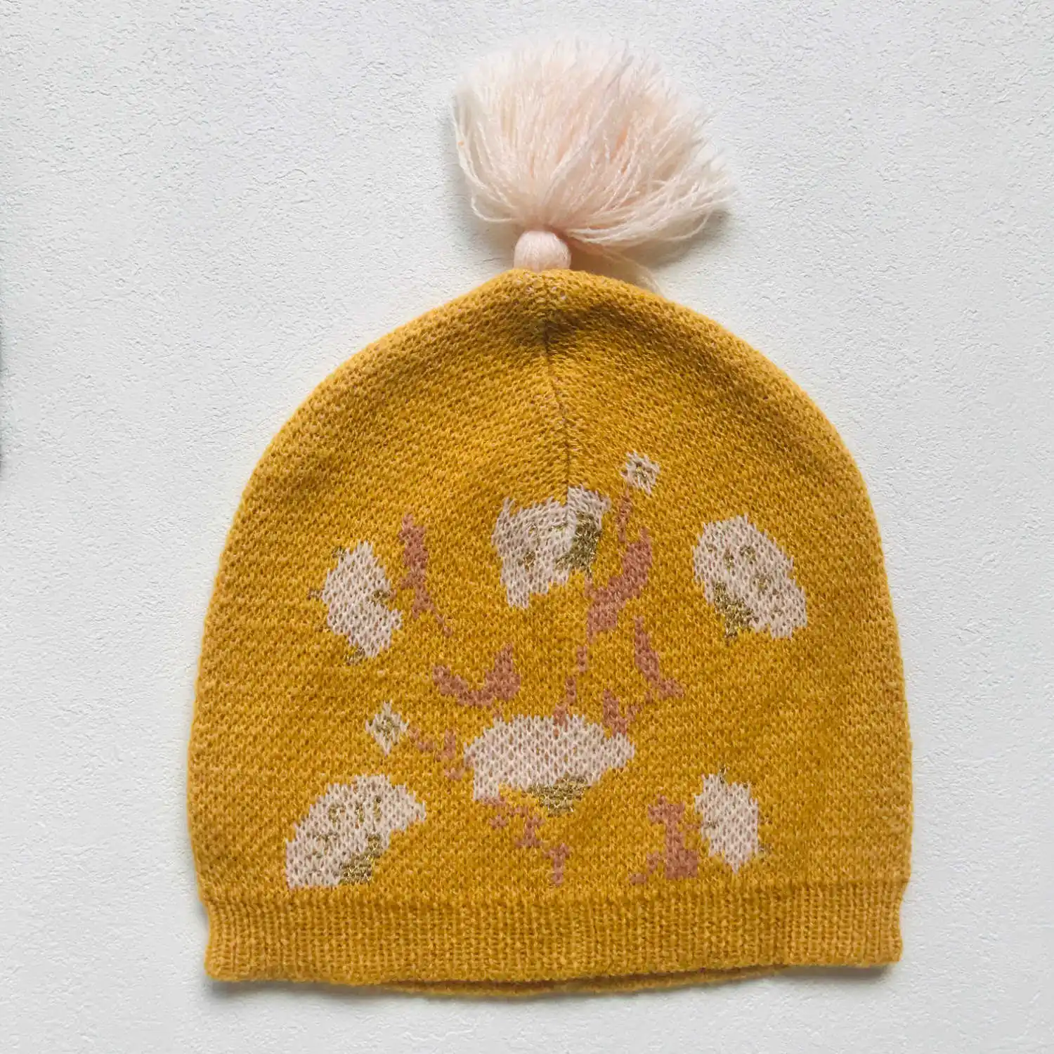 yellow knit hats Детские свитера; Новинка года; сезон осень-зима; вязаные свитера с милым цветочным принтом и вышивкой для девочек; хлопковый пуловер для маленьких детей - Цвет: yellow knit hats