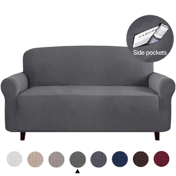 

1 Piece High Stretch Sofa Cover for Living Room Jacquard Knitted with Lycra Sofa Slipcover Soft Thick Spandex Furniture Cover