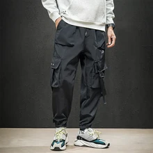 UYUK зима стиль с флисом утолщенные ноги Повседневная мода мульти-карман свободные мужские брюки джоггеры уличная одежда