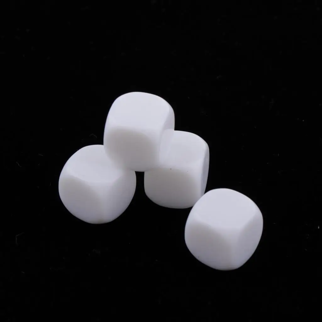 50Pcs 12mm Round Edge Blank 6 Sided Dices D6 White DIY Blank Dices D&D RPG Table Games Board Games Party Gaming Playing Dice 