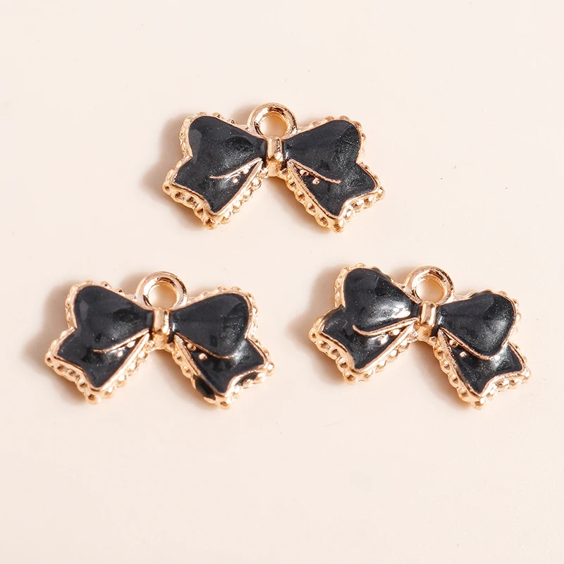 10pcs 10*16mm Cute Enamel Bowknot Charms for Jewelry Making Kawaii Bowtie Charms Earring Necklace Pendant Diy Making Accessories