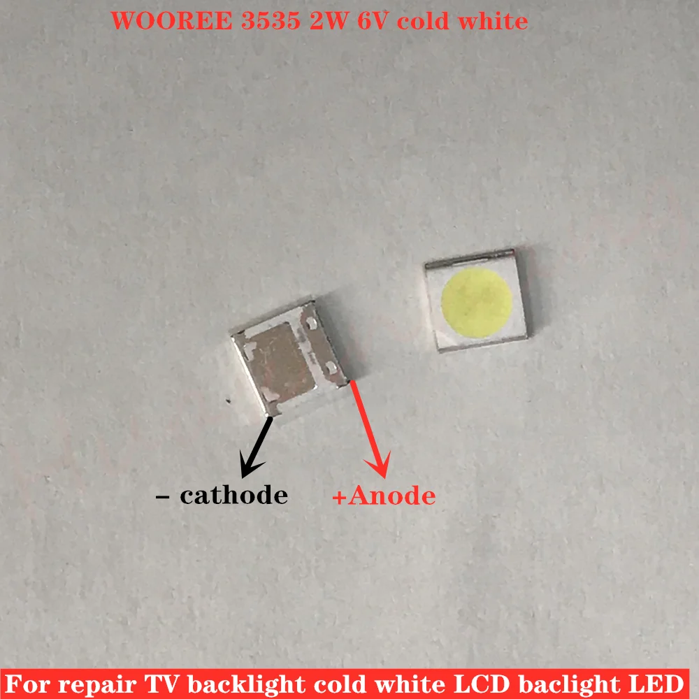 100 шт./лот для Wooree SMD СВЕТОДИОДНЫЙ 3535 6V 2 Вт холодный белый свет WM35E2F YR09B eA ЖК
