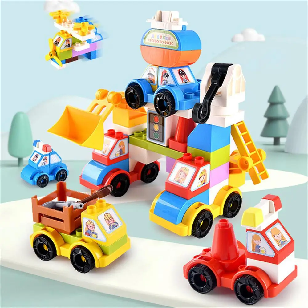 

Big Size Bulidling Block for Children Car Figure Building Blocks Collocation Vehicle Accessory Blocks Kid DIY Toy Brick Set Gift