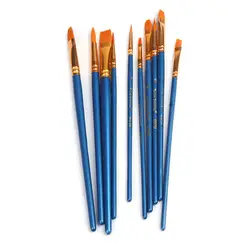 10 шт./партия Высококачественная ручка для рисования акварелью нейлоновая ручка для волос деревянная ручка набор стационарный набор