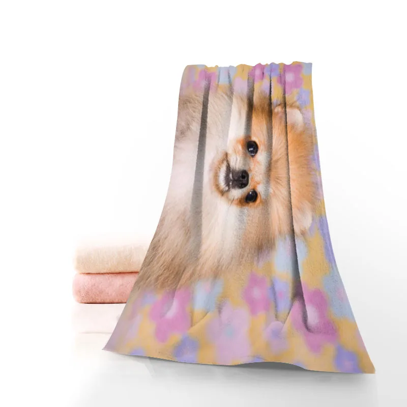 

New Custom Pomeranian Towel Printed Cotton Face/Bath Towels Microfiber Fabric For Kids Men Women Shower Towels 70X140cm
