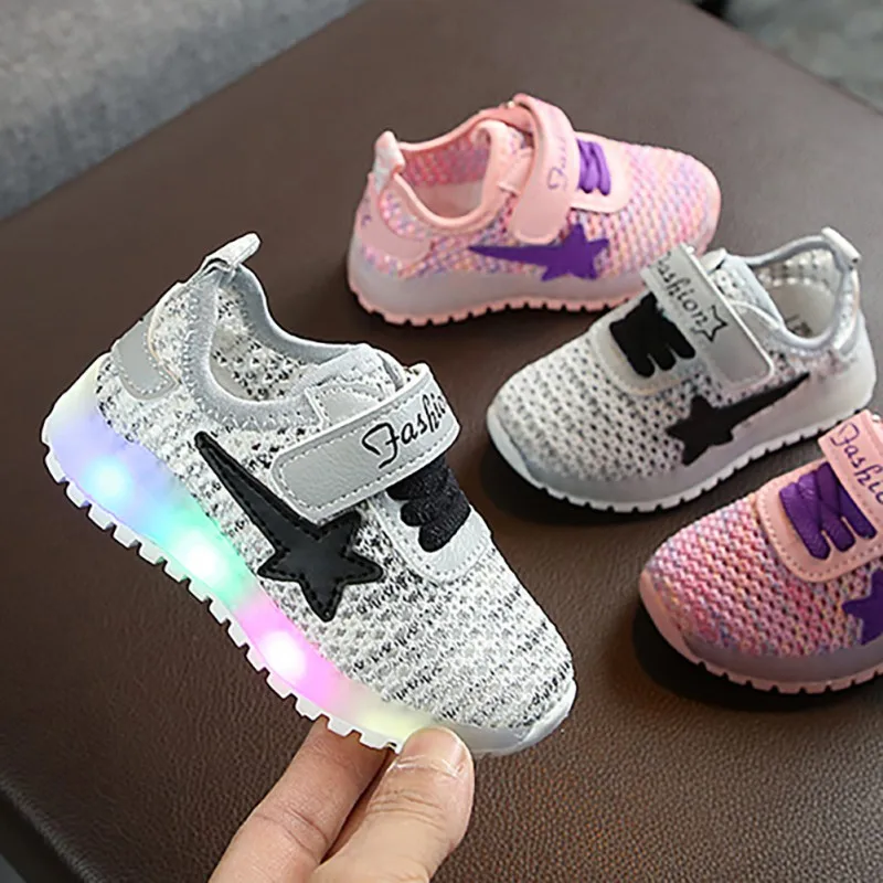 

Christmas Baby Shoes1-5T Sport Children Breathable Anti-Slip LED Light Shoes Kids Soft Soled First Walkers #m