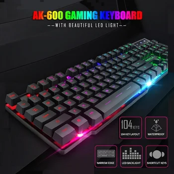 

Wired Gaming Keyboard Backlit Keyboards USB 104 Keycaps Russian English Keyboard Waterproof Computer Game Keyboards