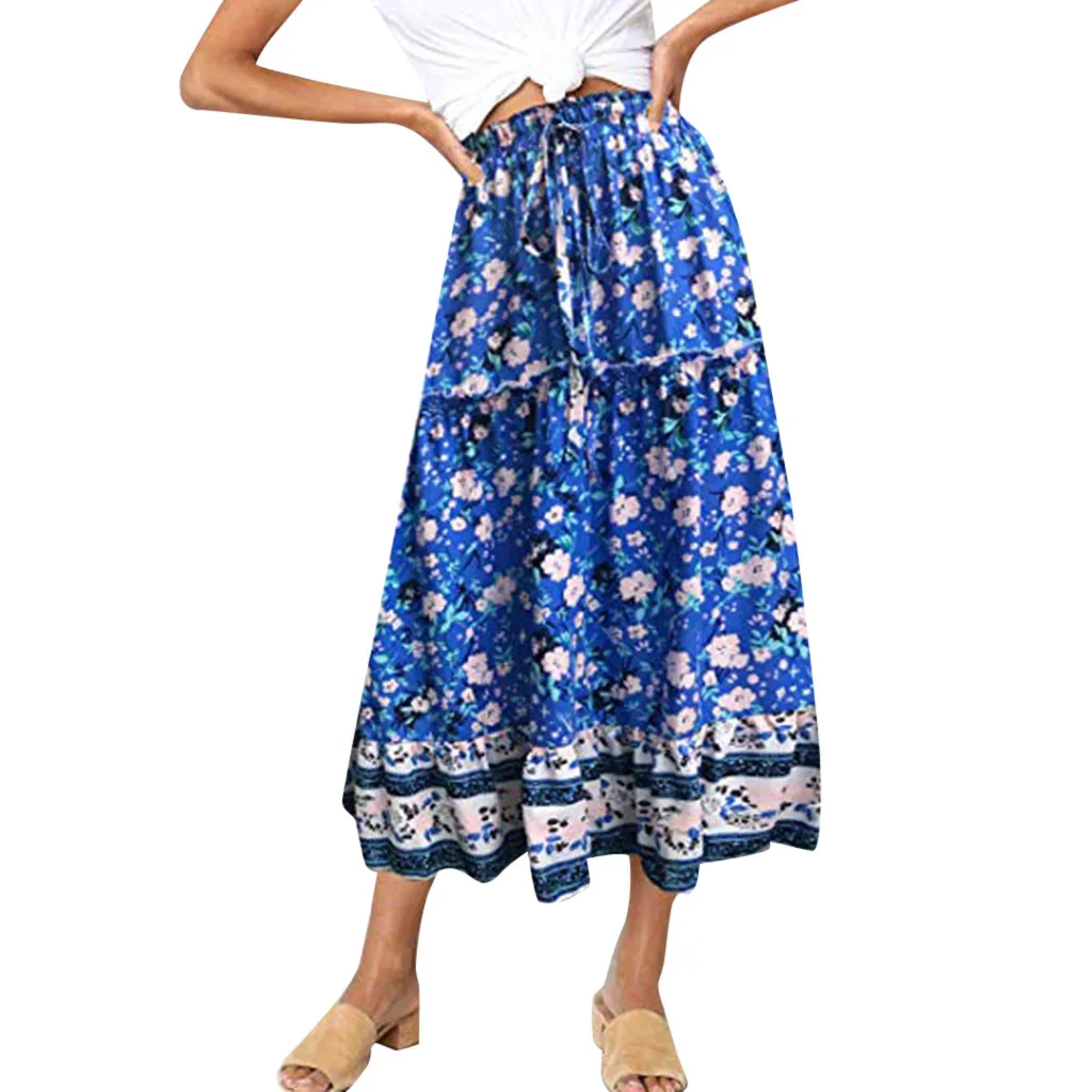 JAYCOSIN женская одежда Boho Сексуальная плиссированная юбка с высокой талией для женщин s модная эластичная юбка миди с цветочным принтом осень зима 1202