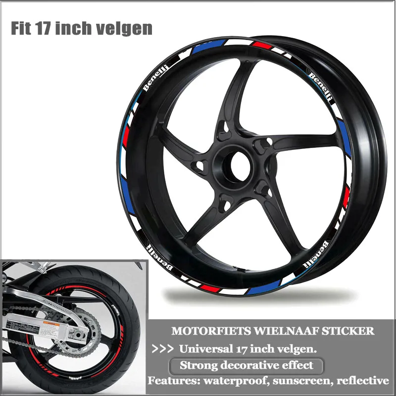 

For Benelli BN 300 302 600 Leoncino 500 TRK502 TNT899 1130 Benelli Motorcycle Wheel Sticker Reflective Rim Bike Decal 17 Inch
