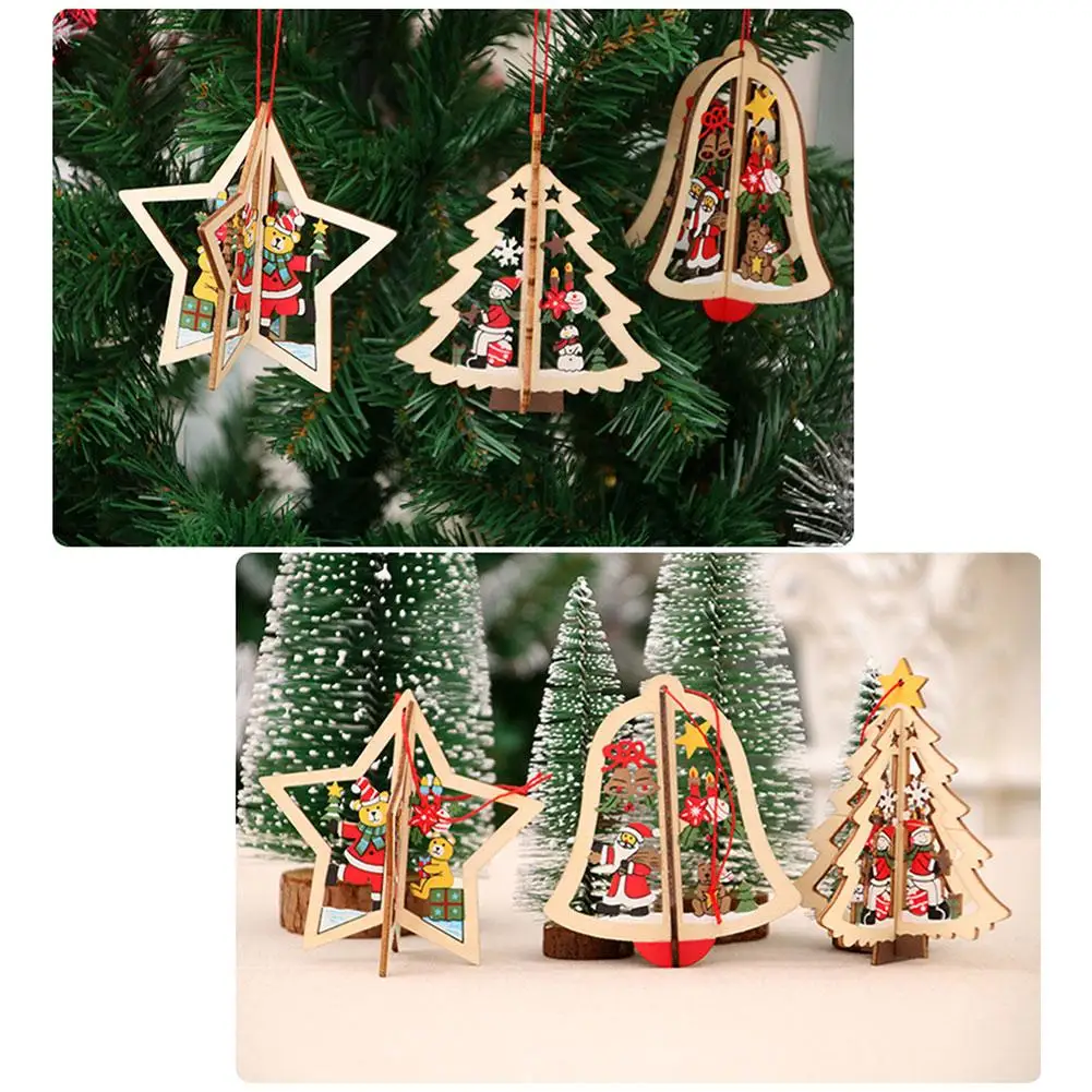 

3D Santa Claus Star Bear Heart Deer Snowman Hanging Pendant Christmas Tree Decor hot sales