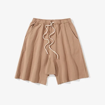 

6 Colors Loose Cotton Drawstring Solid Shorts Men Straight Oversize Hip Hop Summer Shorts Harajuku Elastic Waist Mens Shorts