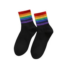 Носки для мужчин и женщин, хлопковые носки в радужную полоску, модные носки Harajuku для мужчин и женщин, теплые зимние носки skarpety