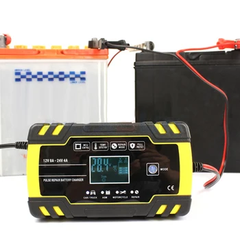 

LCD Display 12V-24V 8A Full Automatic Car Battery Charger Power Pulse Repair Chargers Wet Dry Lead Acid Battery-chargers Digital