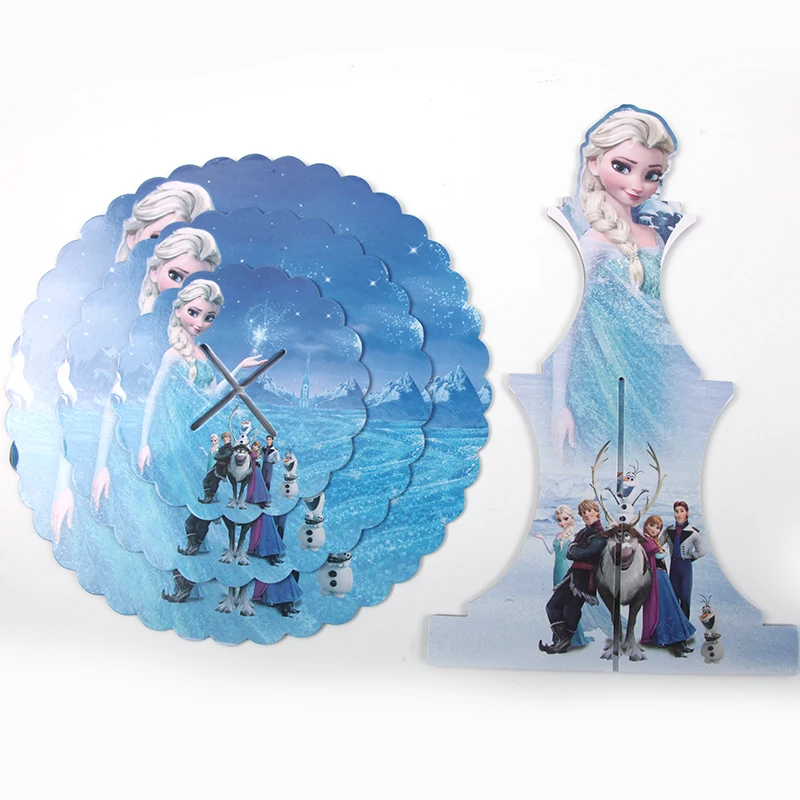 Disney замороженные 3 яруса Круглый бумажный для торта стойки детские украшения для дня рождения поставки картонное для кексов подставка