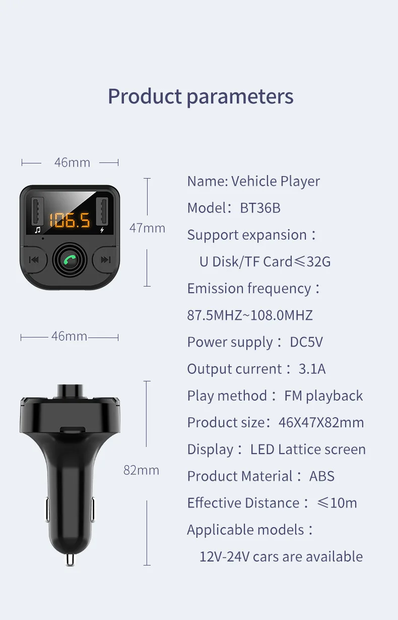 LAMJAD двойной USB Автомобильный MP3 Bluetooth плеер беспроводной Bluetooth fm-передатчик USB интерфейс Быстрая зарядка 3,0 Автомобильное зарядное устройство