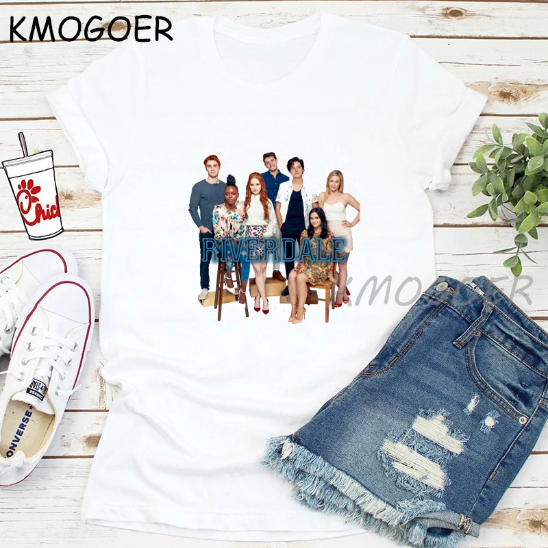 Riverdale Printed Women T Shirt Harajuku O-neck Short Sleeve White T-shirt Tops Fashion 90s Graphic Top Tee Female | Женская одежда