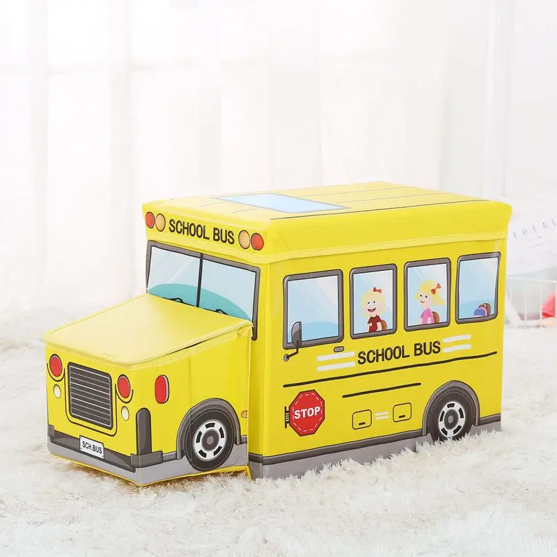 

Kids Storage Stool Box Storage Multi-functional Toy Folding Boxes Creative Baby Cartoon Automobile Storage Box