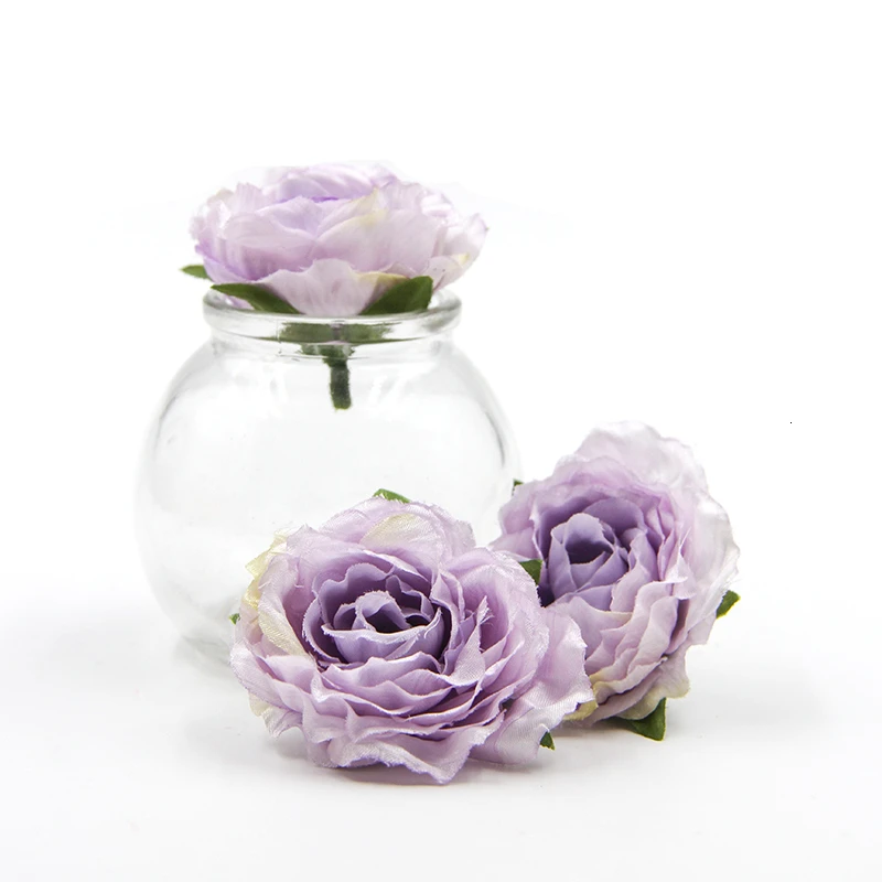 Purple 10 шт./компл. Мини искусственные шелковые цветы розы головы поддельные Скрапбукинг цветочная гирлянда Аксессуары для Свадебные украшения - Цвет: Purple