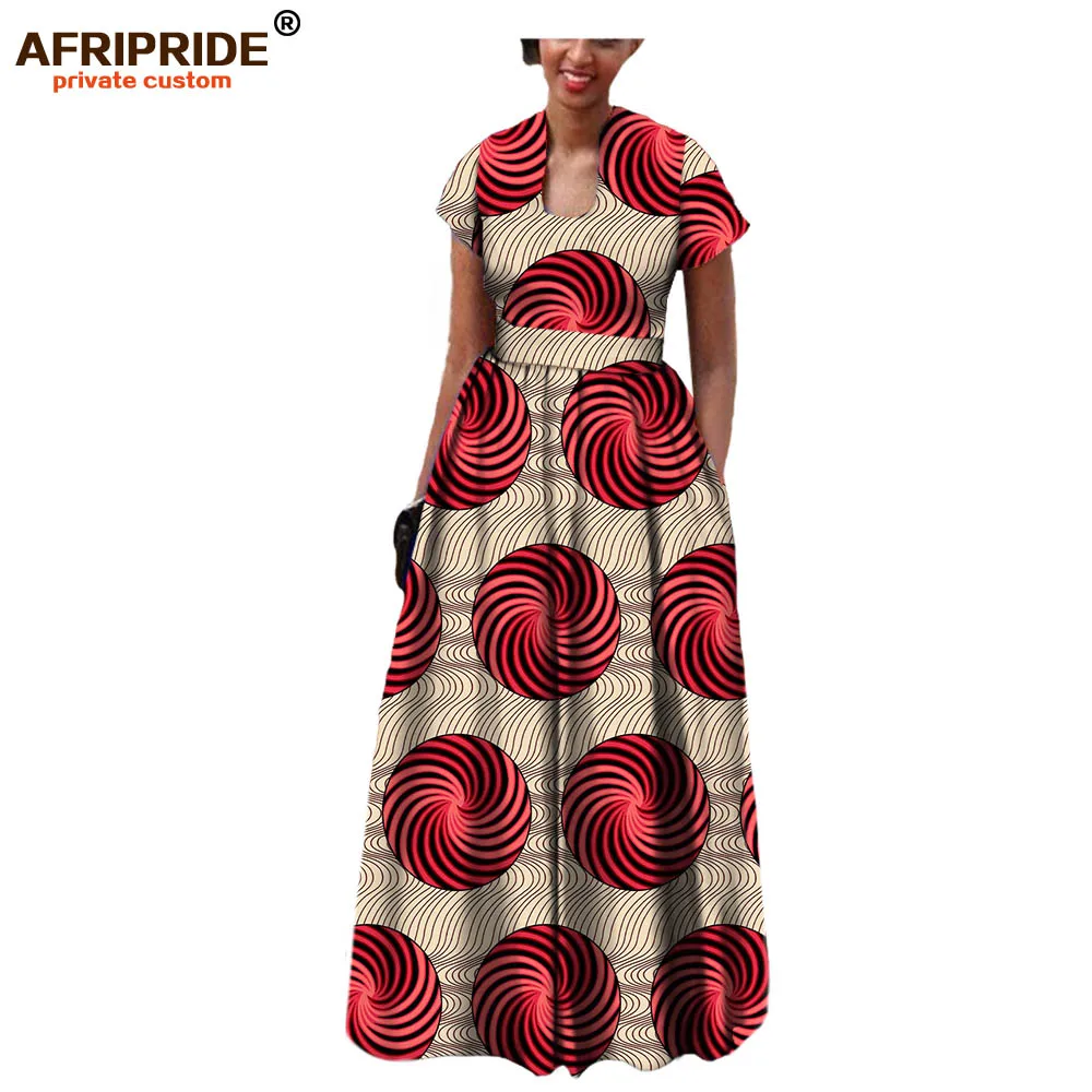 AFRIPRIDE/платье в африканском стиле для женщин; коллекция года; сезон осень; Короткие рукава с поясом; Длина до пола; вечерние платья в богемном стиле; A7225117 - Цвет: 330X