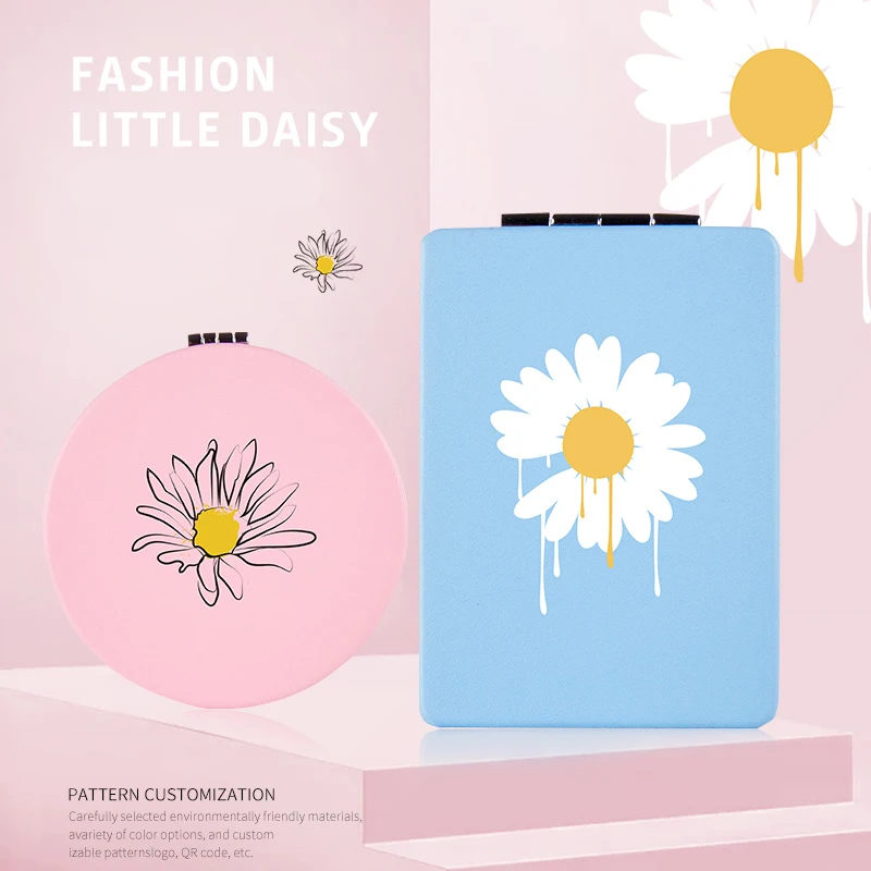 

Cute Flowers Mini Make up Mirror with 2 Side Portable Out Door Travel Folding Magnifying Compact Pocket Cosmetic Vanity Mirrors